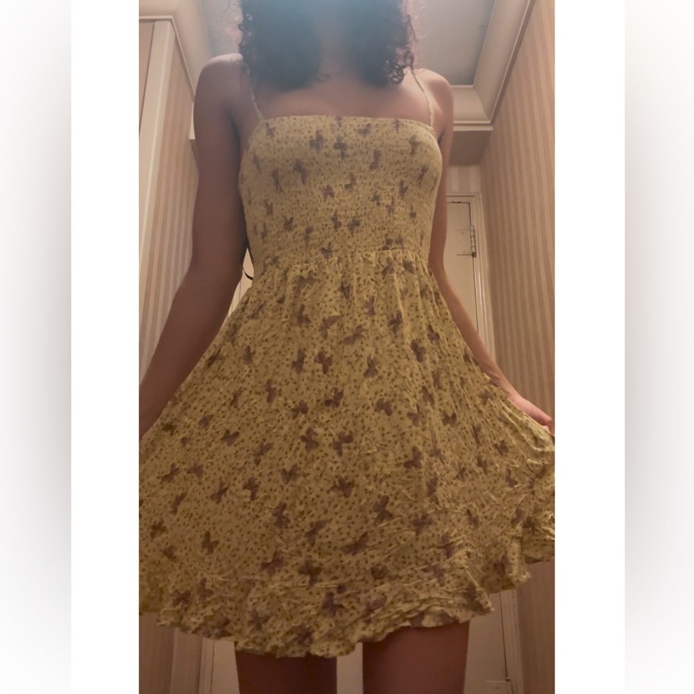 yellow with purple butterflys sundress